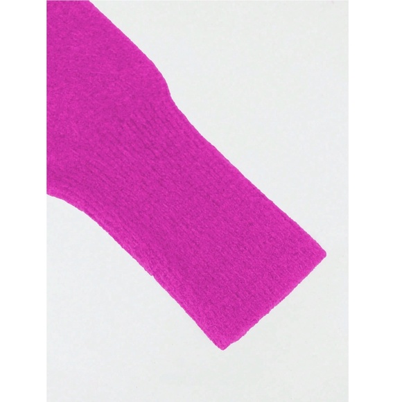 Fuchsia Knit Turtleneck Pullover Sweater Long Sleeve Drop Shoulder - Picture 11 of 14